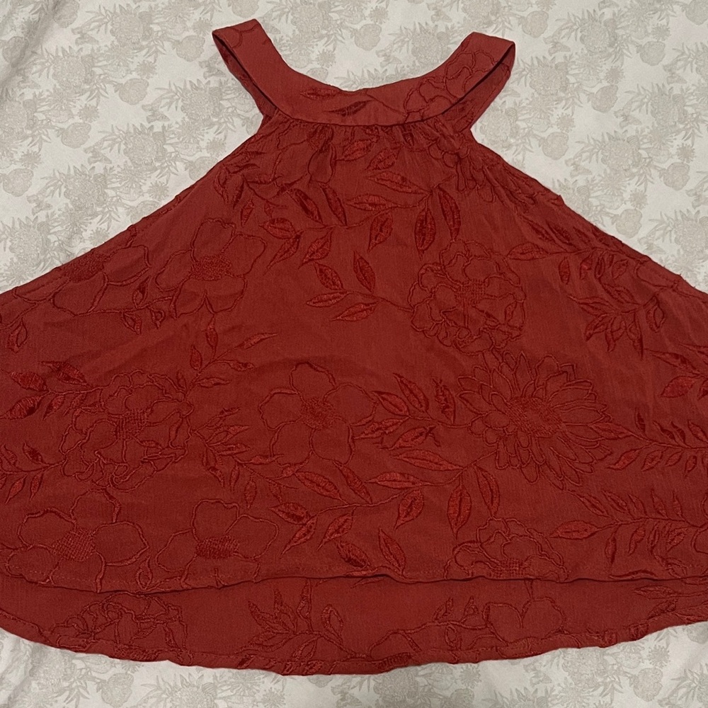 LUCY LOVE Victoria embroidered crop top🌸 size: small 🌸color: rust red